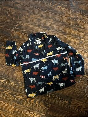Cow Steer Fleece quarter zip pull over